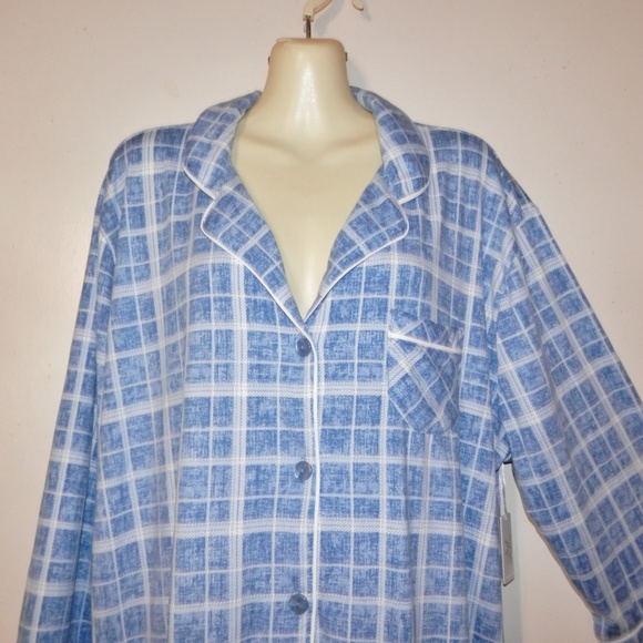 Pj's Soft Sensations 2X Plaid Pajama Top E523 - Picture 2 of 2